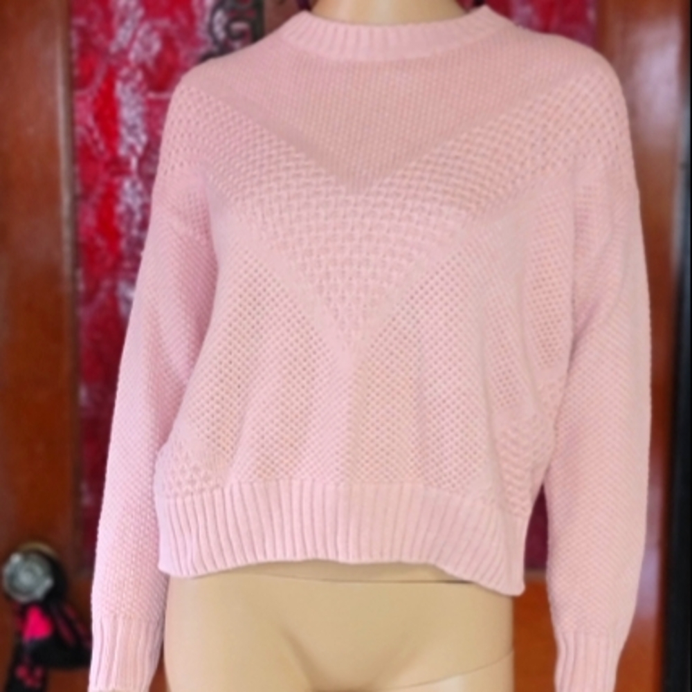 Divided Knit Women's Sweater in Light Pink